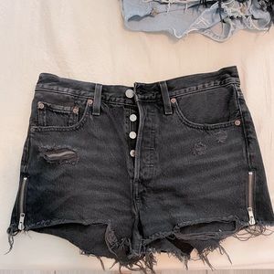 Black denim Levi shorts